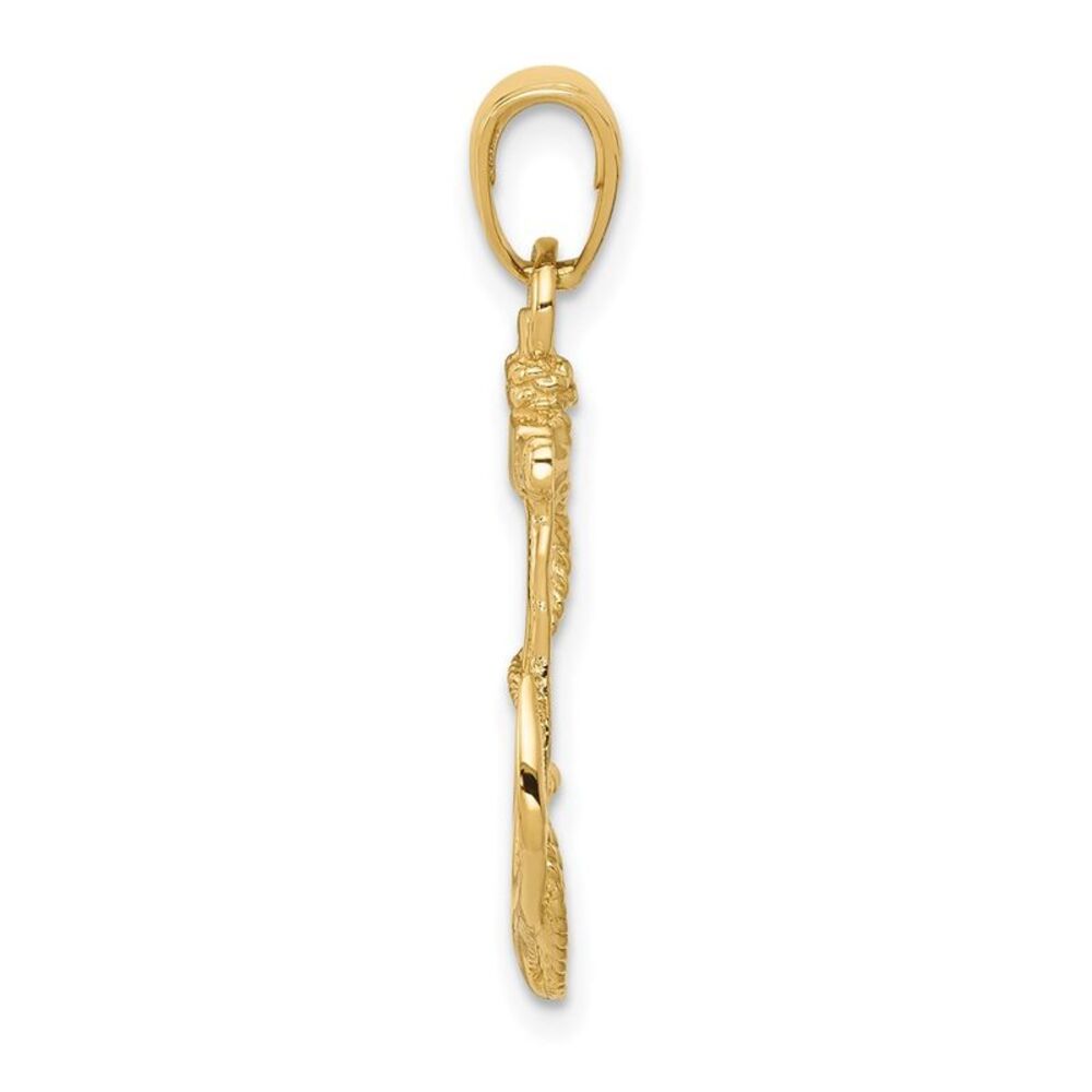 10k Yellow Gold Solid Polished Anchor Pendant - image 2